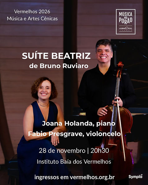 Cartaz oficial do concerto suite na Sala do Porão, Instituto Baía dos Vermelhos,2026.