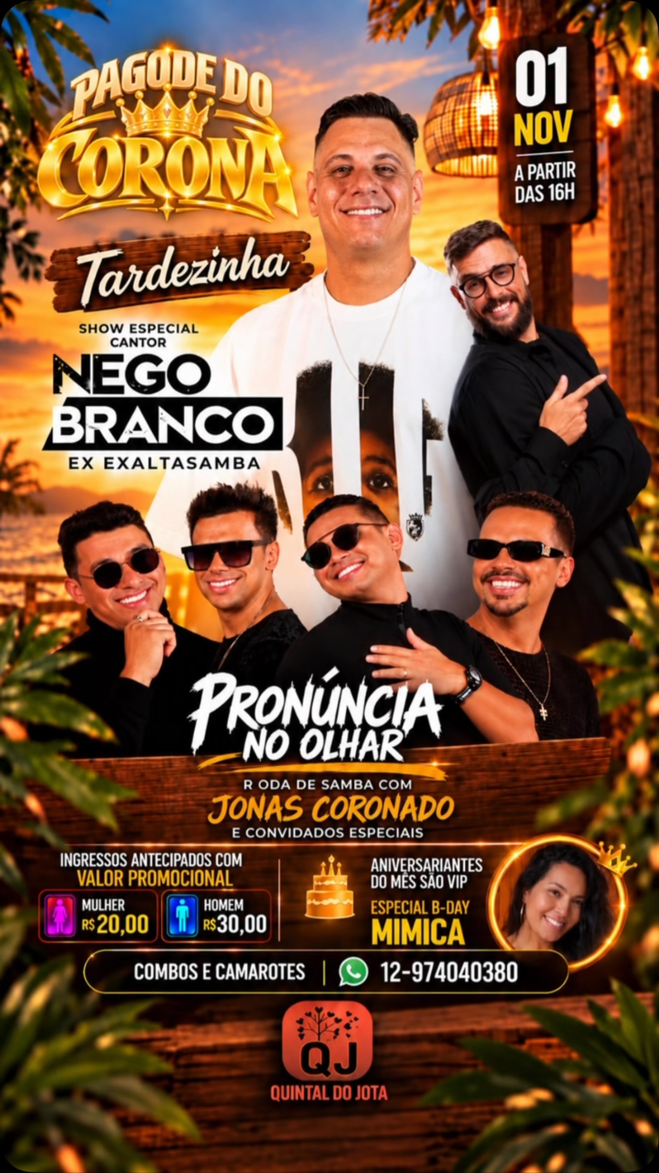 Cartaz oficial de Pagode do Corona — Quintal do Jota — 01/11/2026