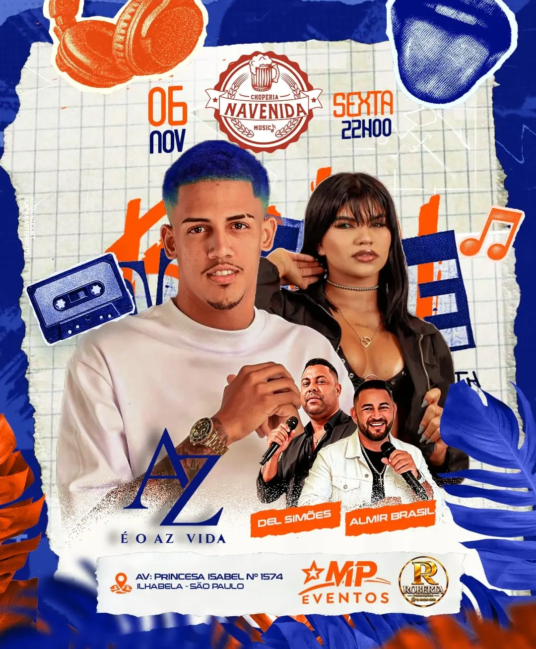 Cartaz oficial da Sexta do AZ na Choperia Navenida em 6 de novembro às 22h